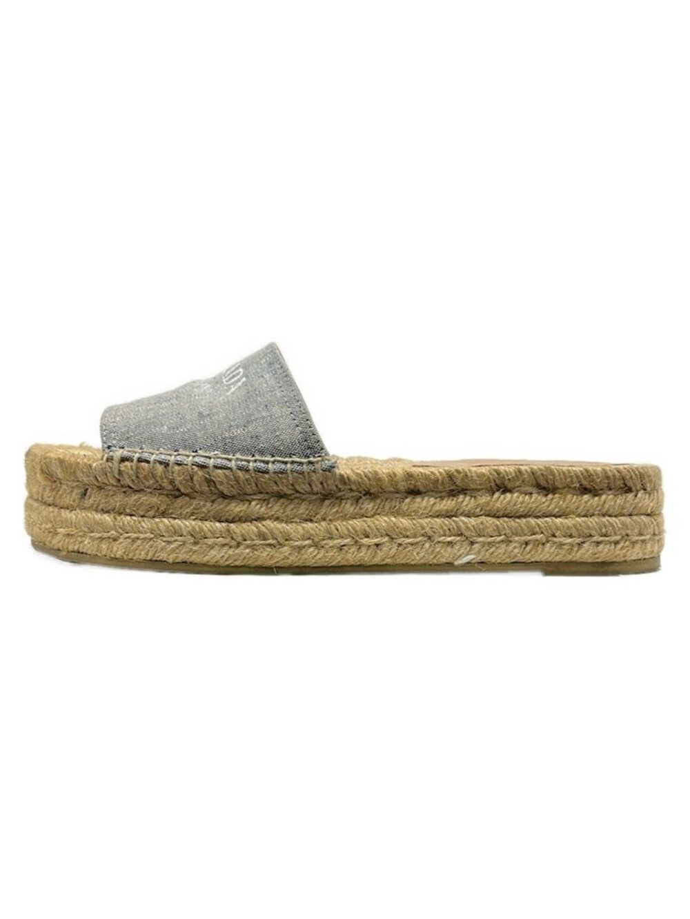 Prada Sandals Ivory Navy Beige Espadrilles Cotton Linen
